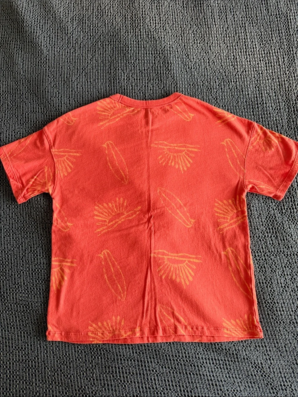 Cat & Jack Coral-Red Short Sleeve Tee with Yellow Surf Prints